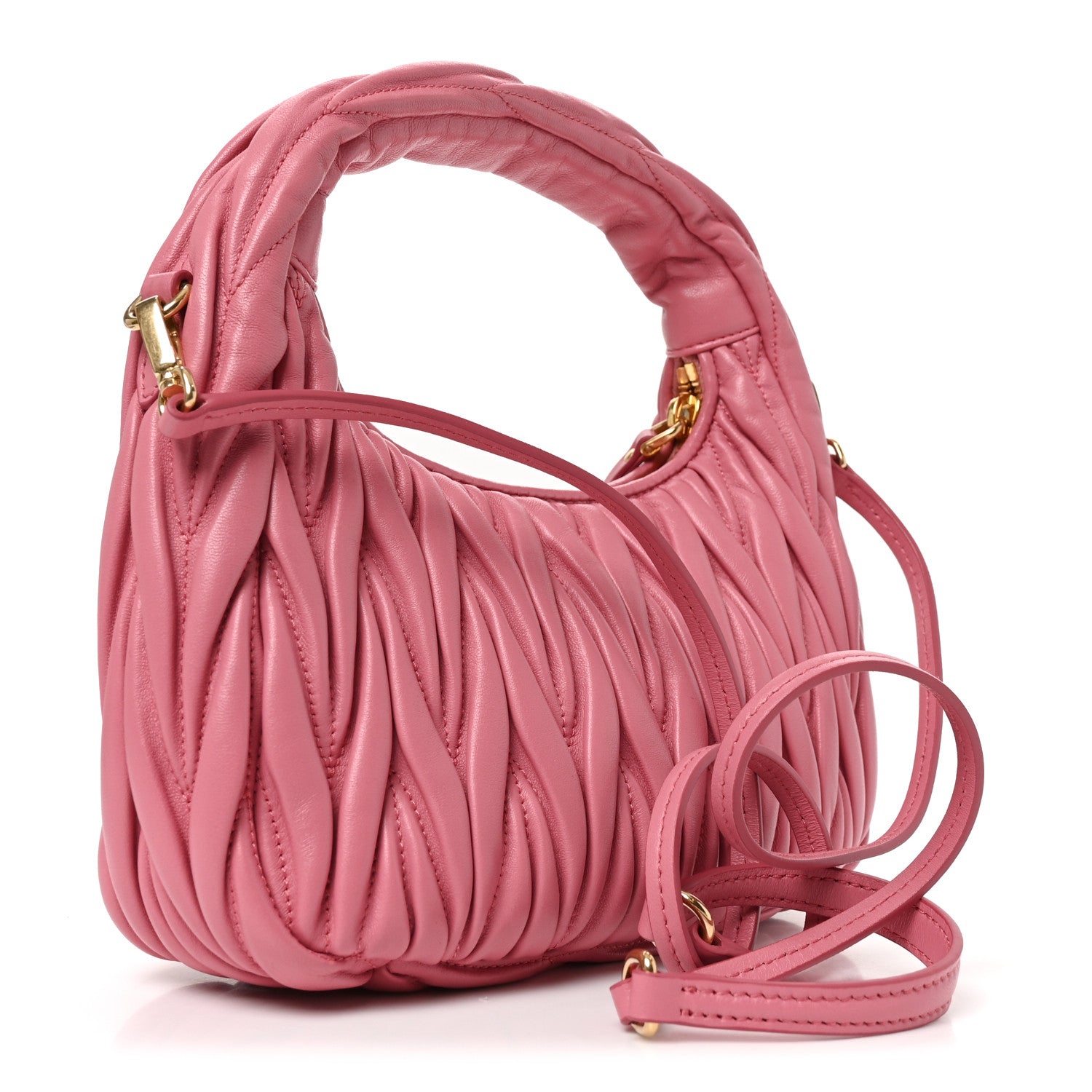 Miu Miu Nappa Matelasse Small Wander Hobo Pink 3 of 9