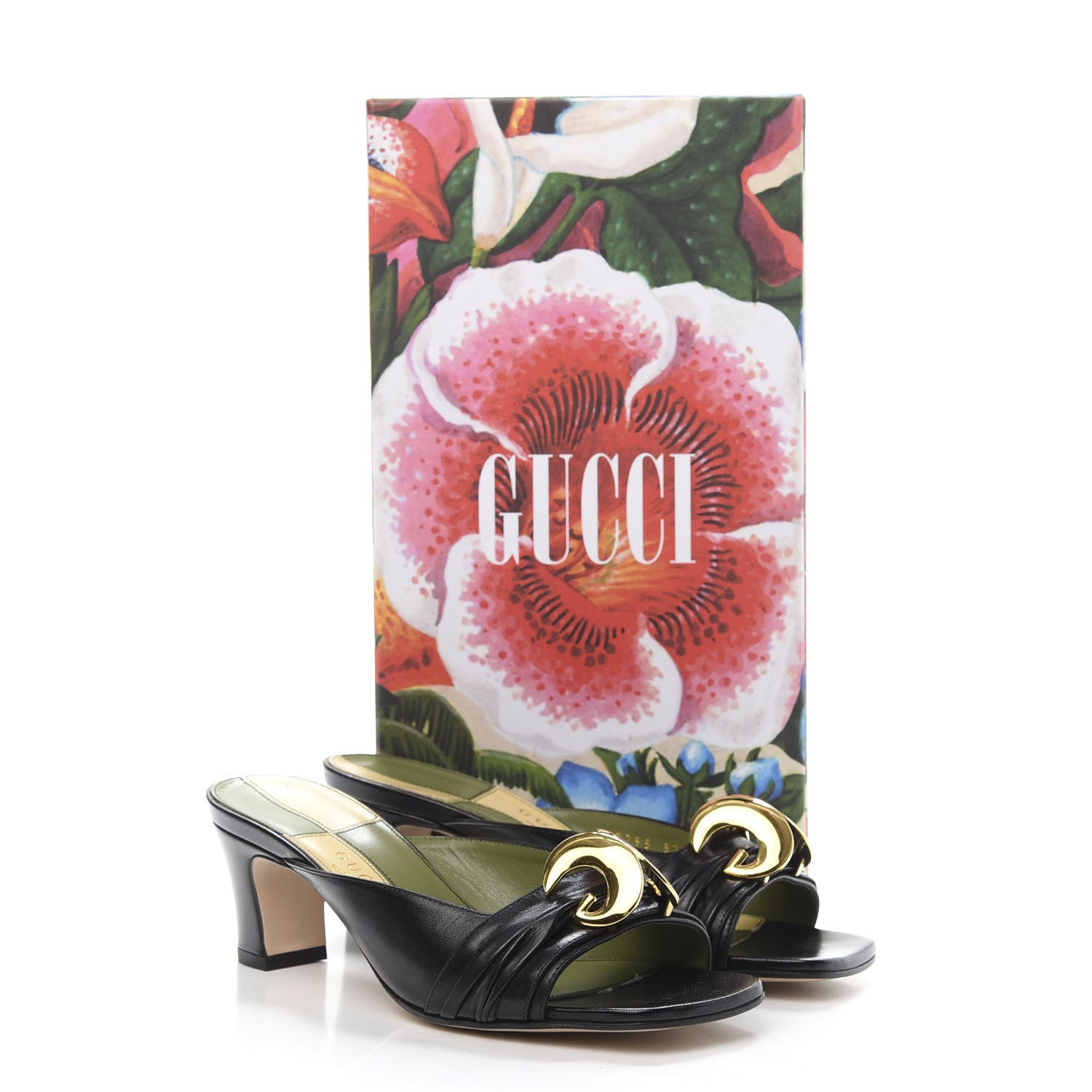 Gucci Malaga Kid Half Moon GG Square Toe Slide Sandals 37 Black 10 of 10