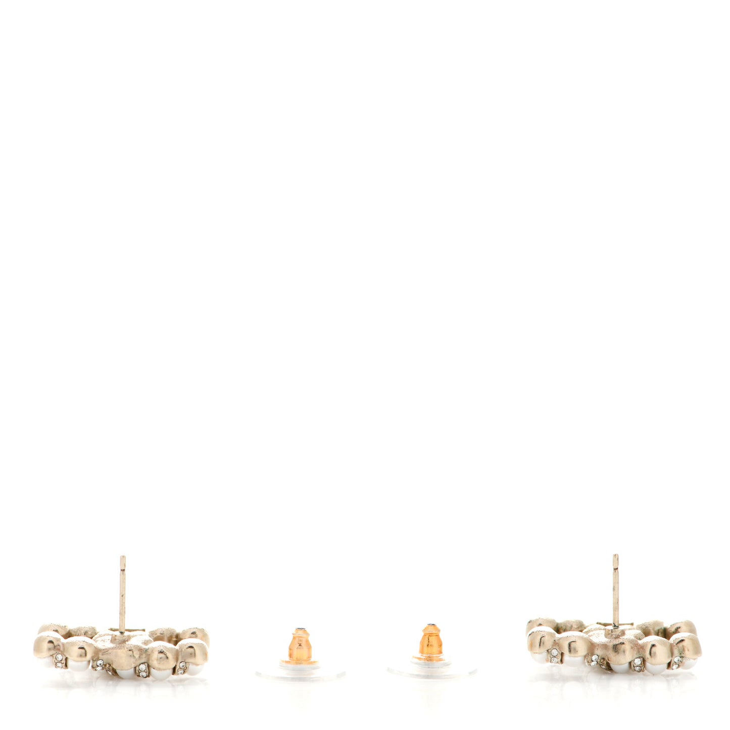 Pearl Crystal CC Earrings Gold