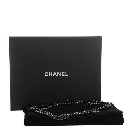 Chanel Crystal Pearl CC Long Necklace Black 5 of 5
