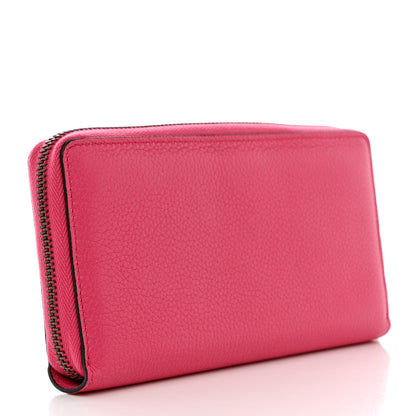 Gucci Grained Calfskin Logo Zip Around Wallet Box Pink Green 3 of 7