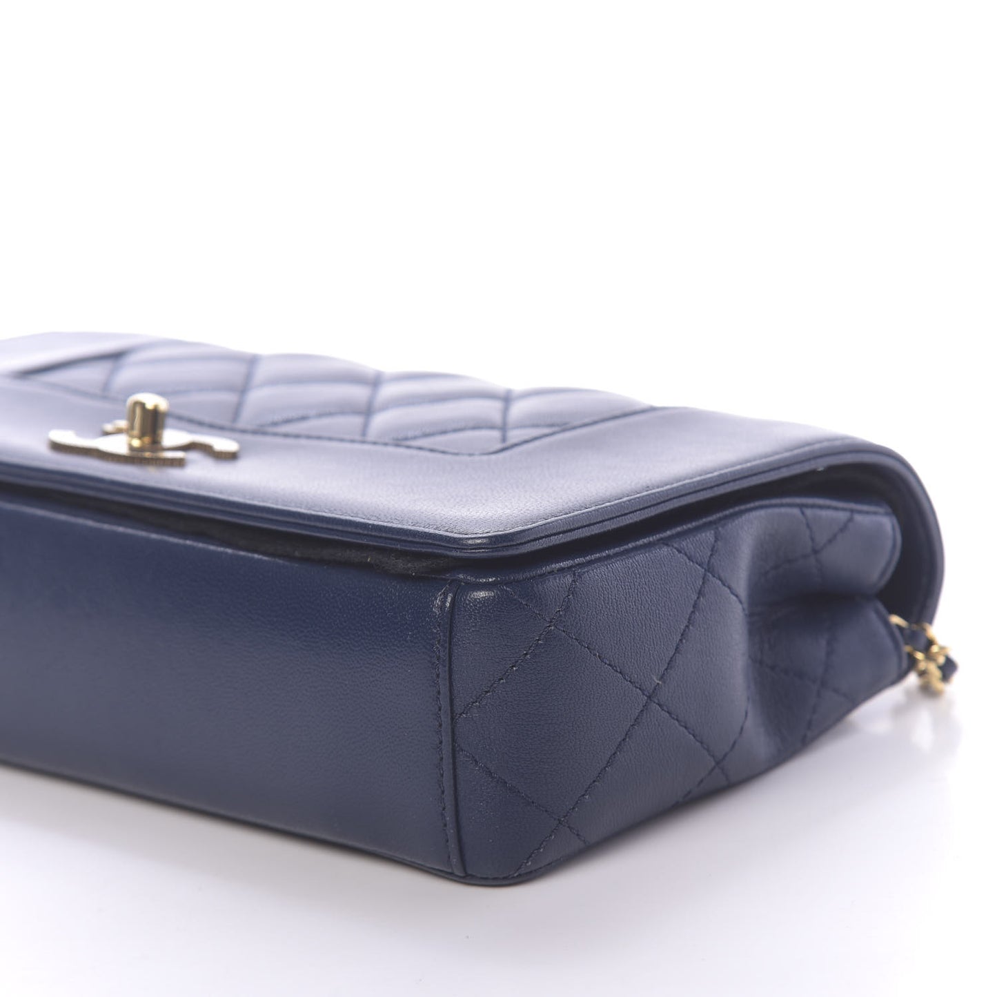 Sheepskin Quilted Medium Vintage Mademoiselle Flap Dark Navy