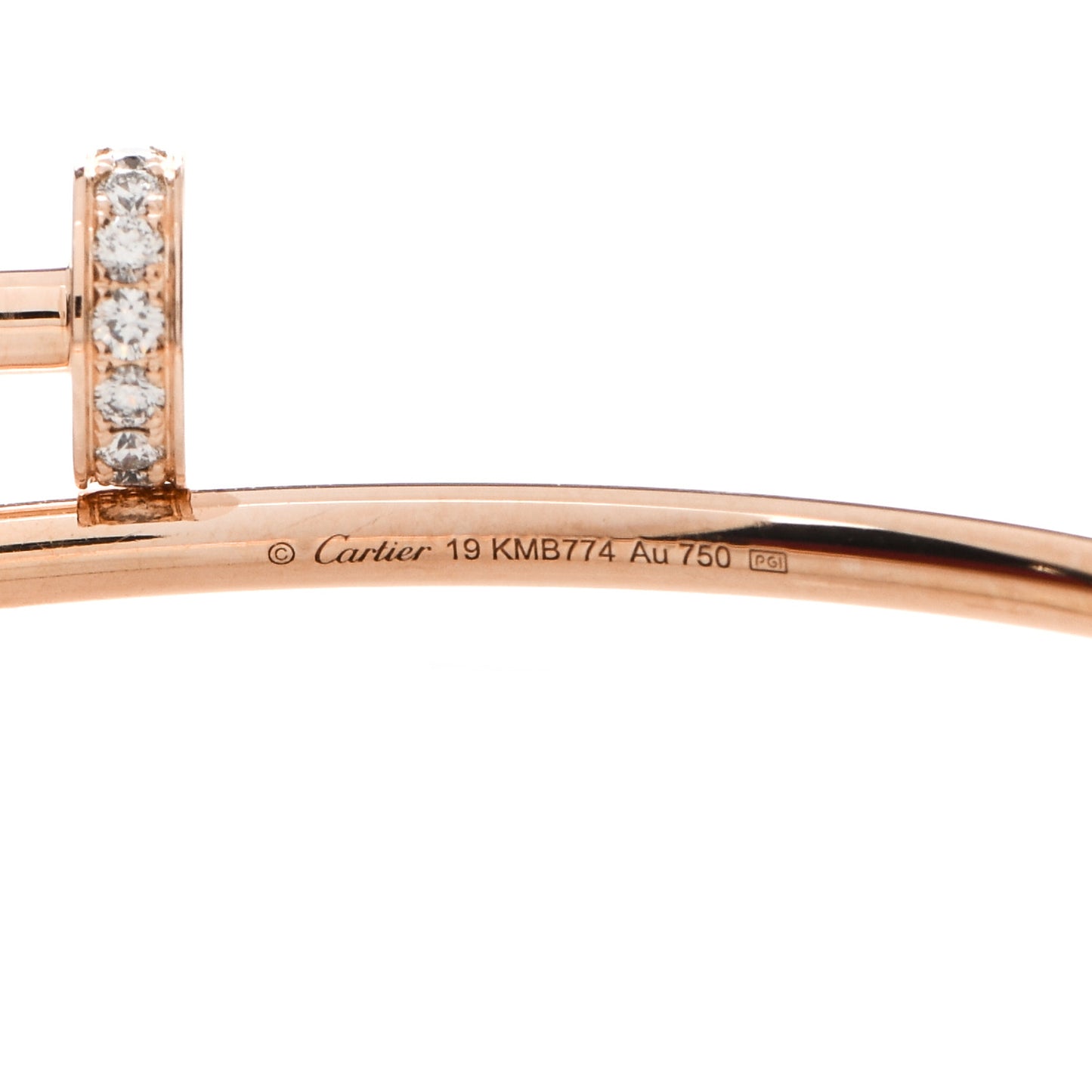 18K Pink Gold Diamond Small Juste Un Clou Bracelet 19