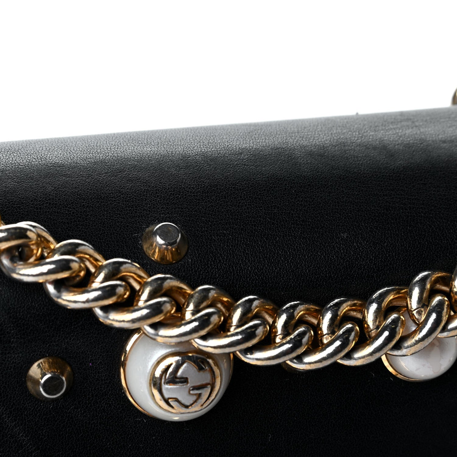 Gucci Calfskin Studded Small Padlock Shoulder Bag Black 5 of 7