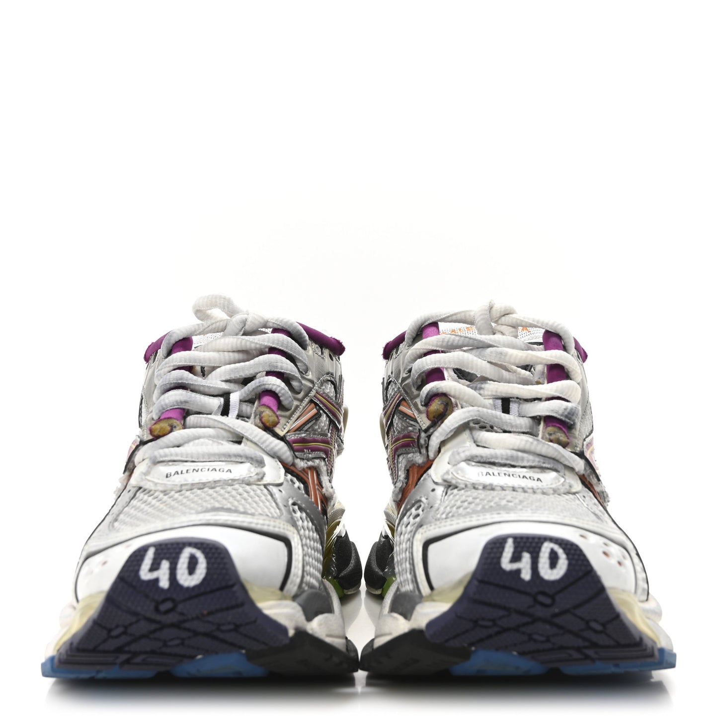 Mesh Rubber Distressed Runner Sneakers 40 Multicolor