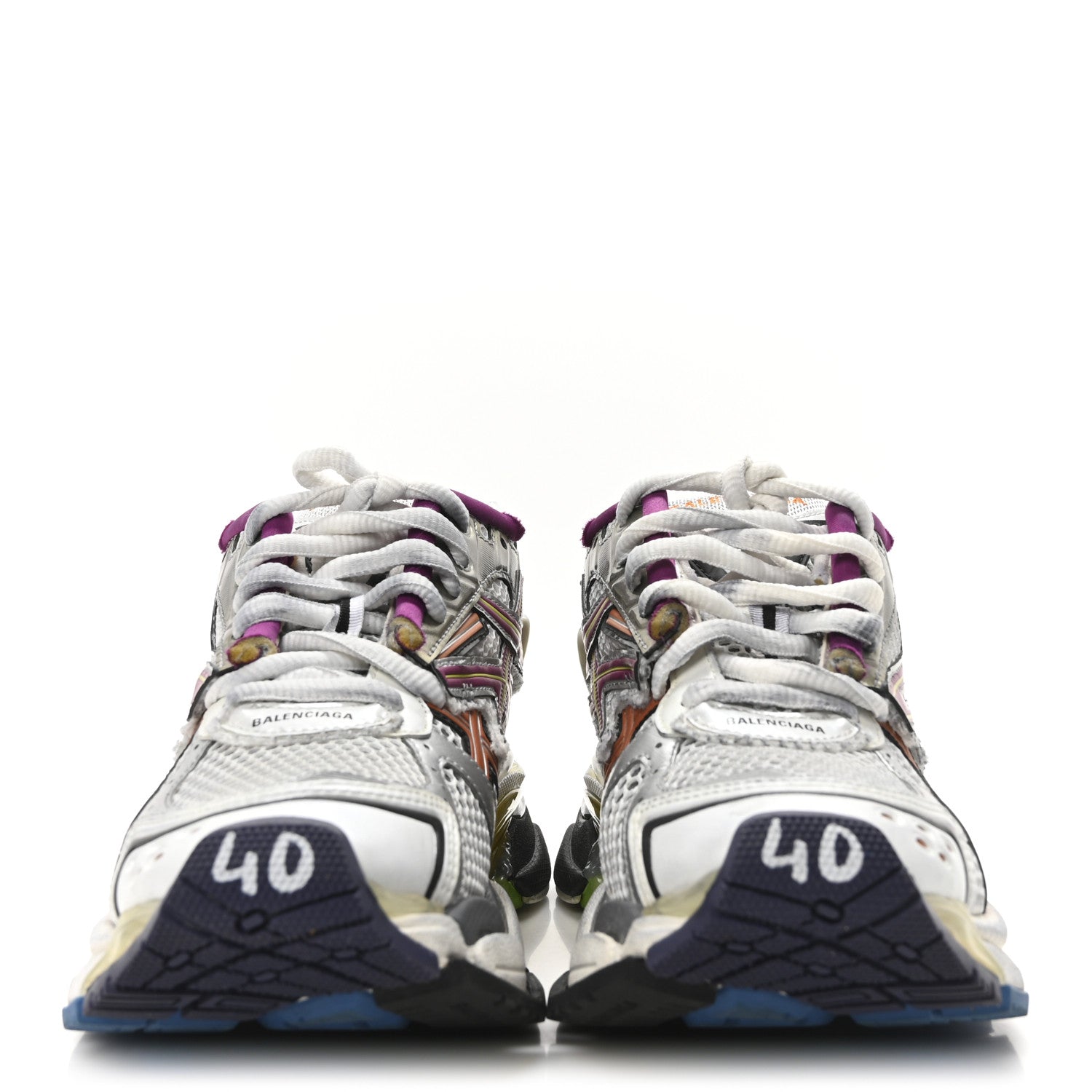 Balenciaga Mesh Rubber Distressed Runner Sneakers 40 Multicolor 3 of 9