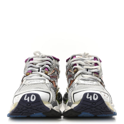 Balenciaga Mesh Rubber Distressed Runner Sneakers 40 Multicolor 3 of 9