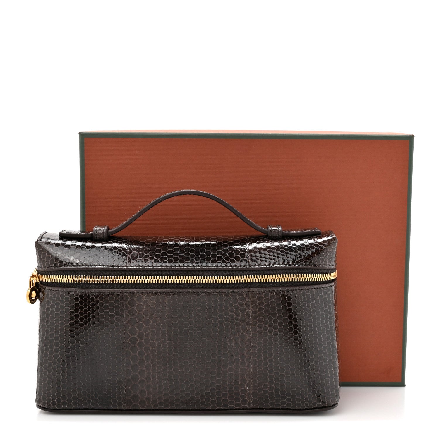 Loro Piana Water Snakeskin L19 Extra Pocket Pouch Dark Chocolate Licorice 10 of 10