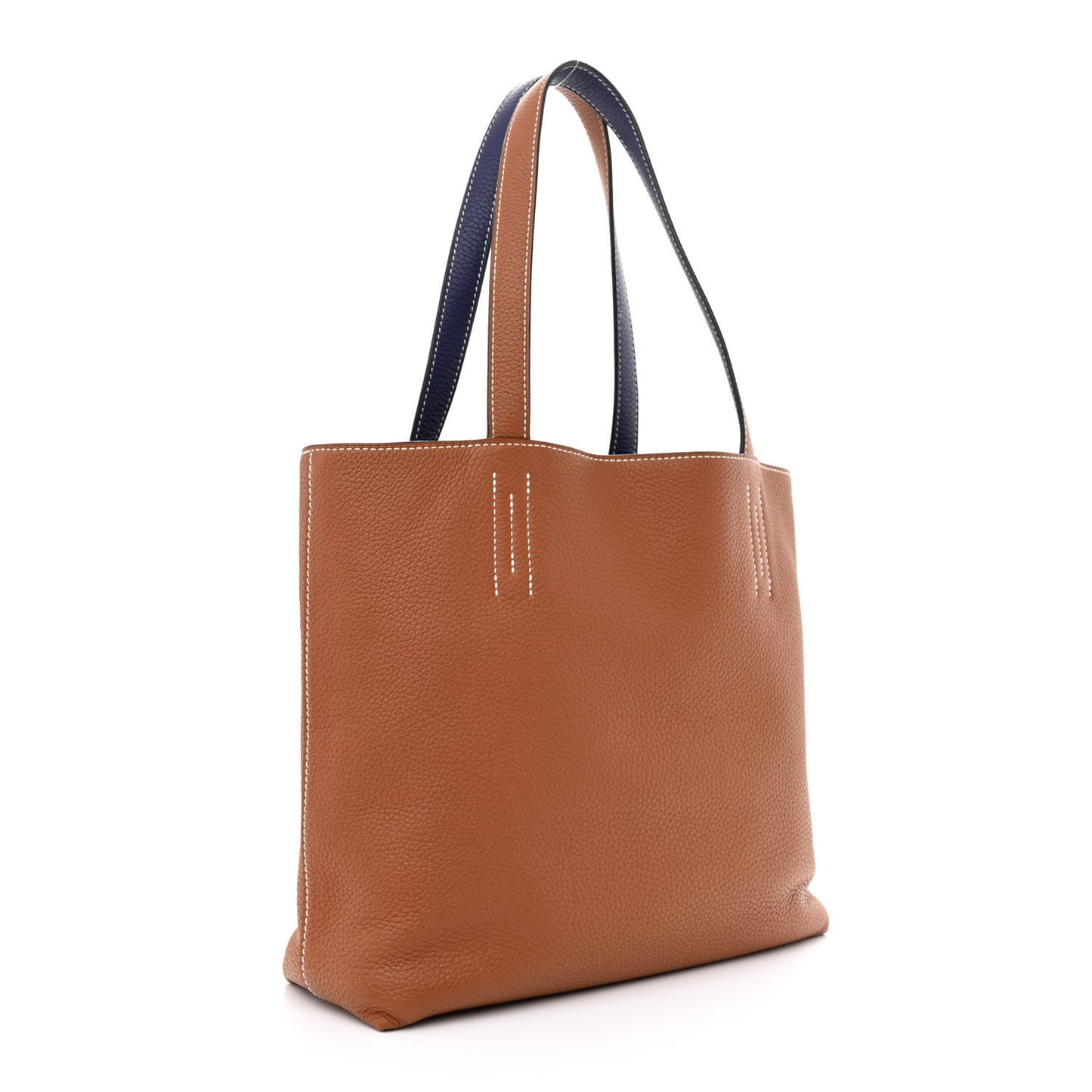 Taurillon Clemence Double Sens 28 Reversible Tote Gold Bleu Encre