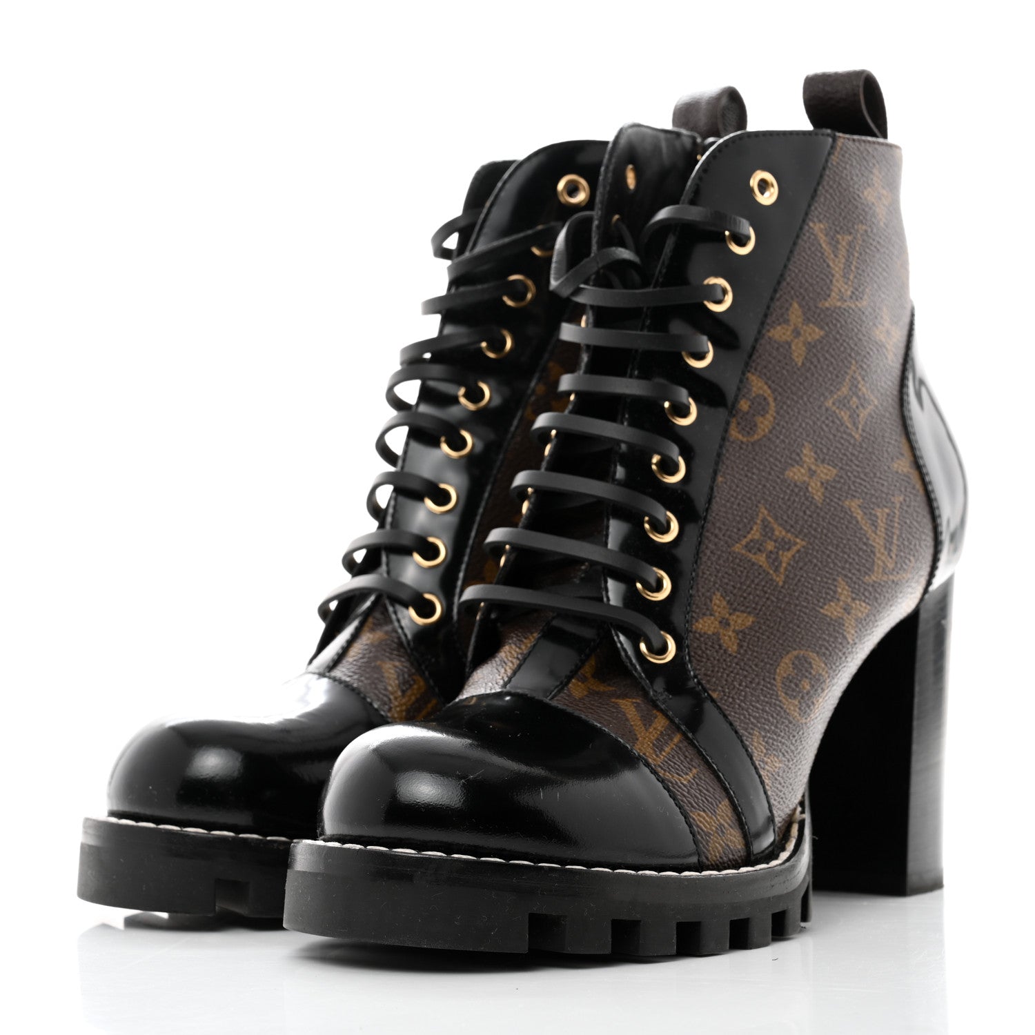 Louis Vuitton Patent Calfskin Monogram Star Trail Ankle Boots 41 Black 3 of 8