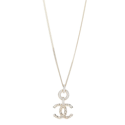 Chanel Crystal CC Logo Pendant Necklace Gold 1 of 5
