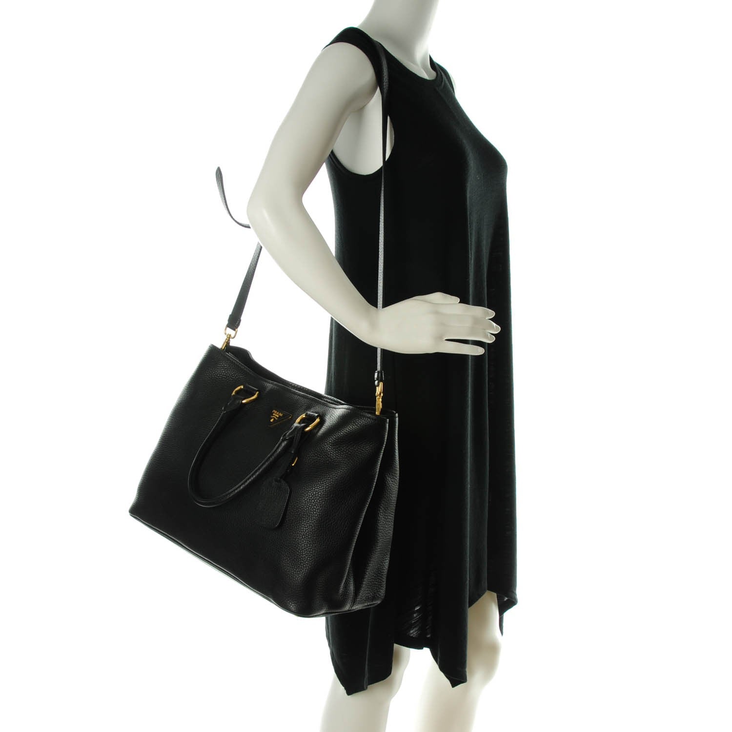 Prada Vitello Daino Tote Nero Black 2 of 8