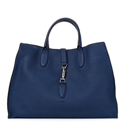 Gucci Soft Calfskin Medium Jackie Top Handle Bag Classic Blue Marine 1 of 18