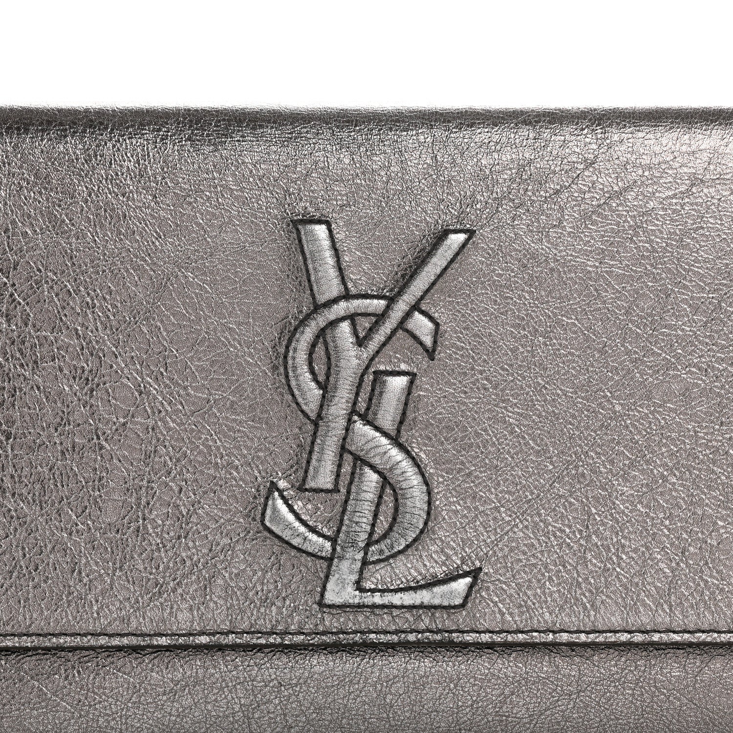Saint Laurent Metallic Calfskin Large Belle De Jour Clutch Dark Silver 8 of 14