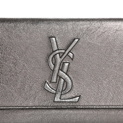 Saint Laurent Metallic Calfskin Large Belle De Jour Clutch Dark Silver 8 of 14