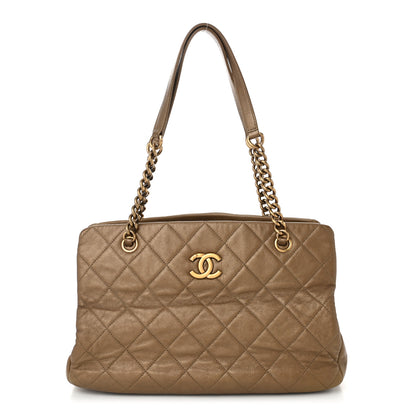 Chanel Metallic Calfskin Quilted Small CC Crown Tote Gold 1 of 11