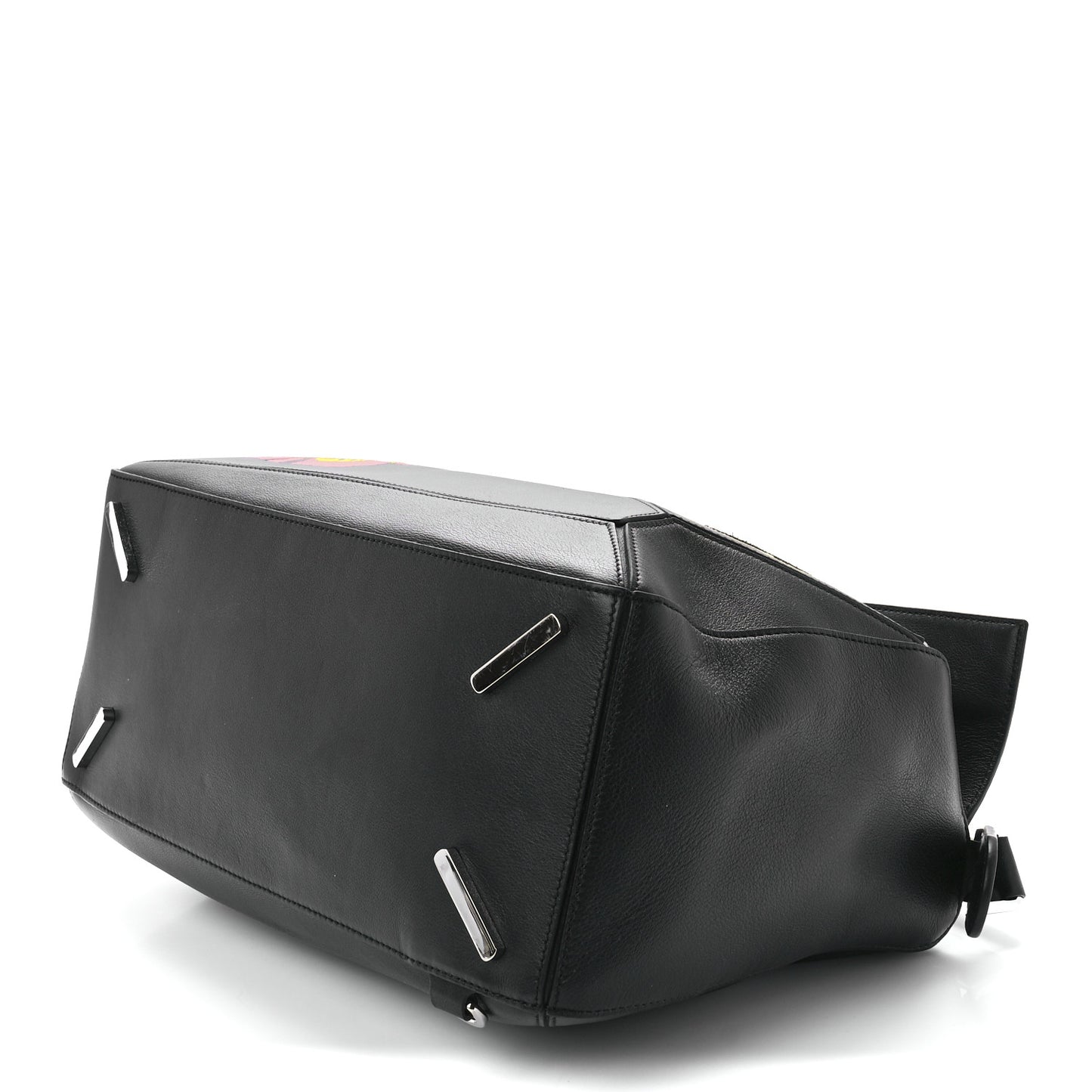 Calfskin Large Pansies Puzzle Bag Black