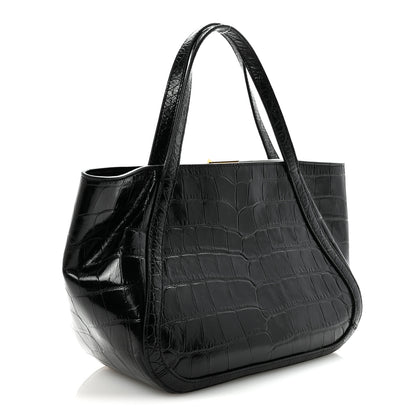 Versace Calfskin Crocodile Embossed Small Greca Goddess Shoulder Bag 3 of 9