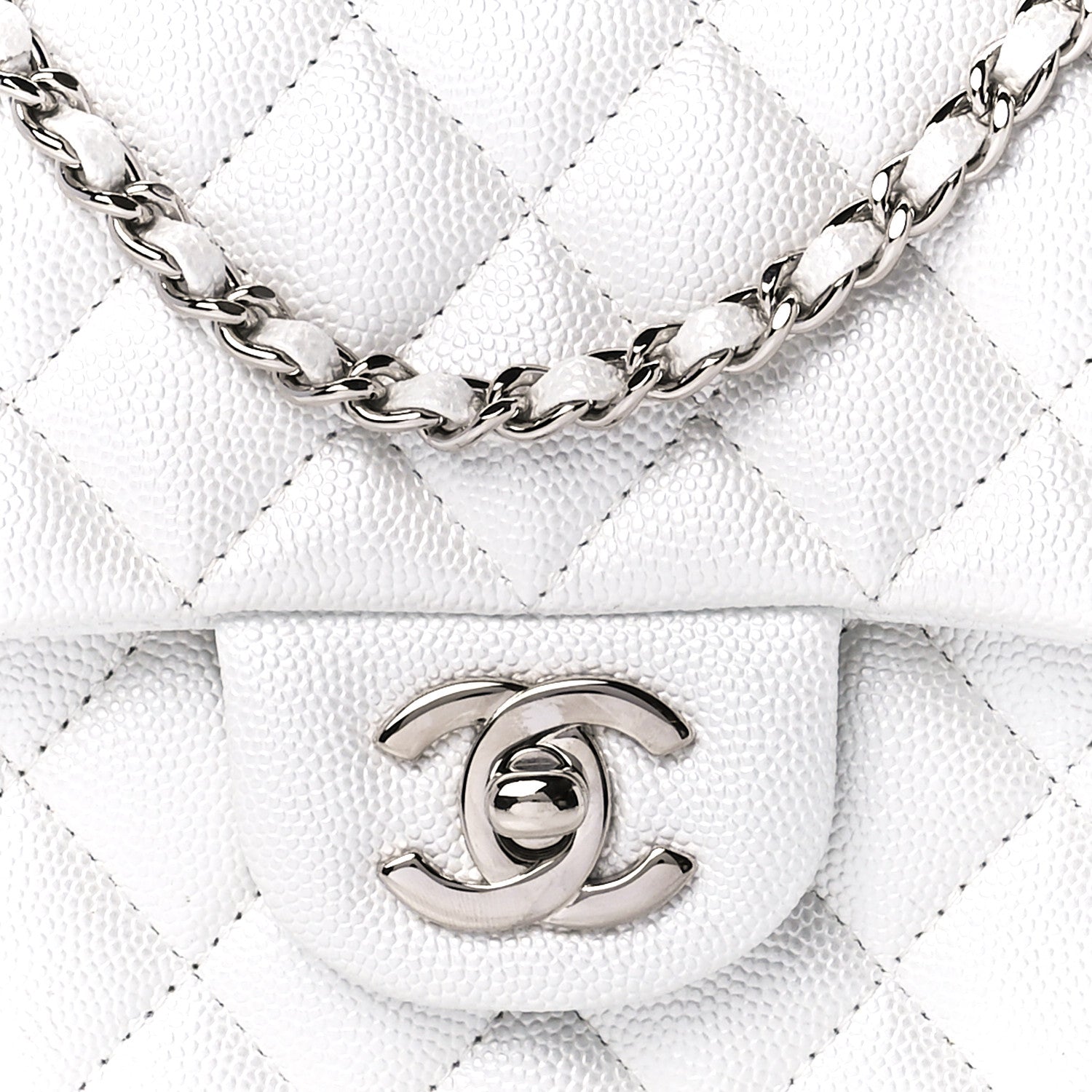 Chanel Iridescent Caviar Quilted Mini Top Handle Rectangular Flap White 9 of 13