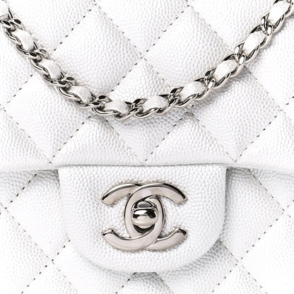 Chanel Iridescent Caviar Quilted Mini Top Handle Rectangular Flap White 9 of 13