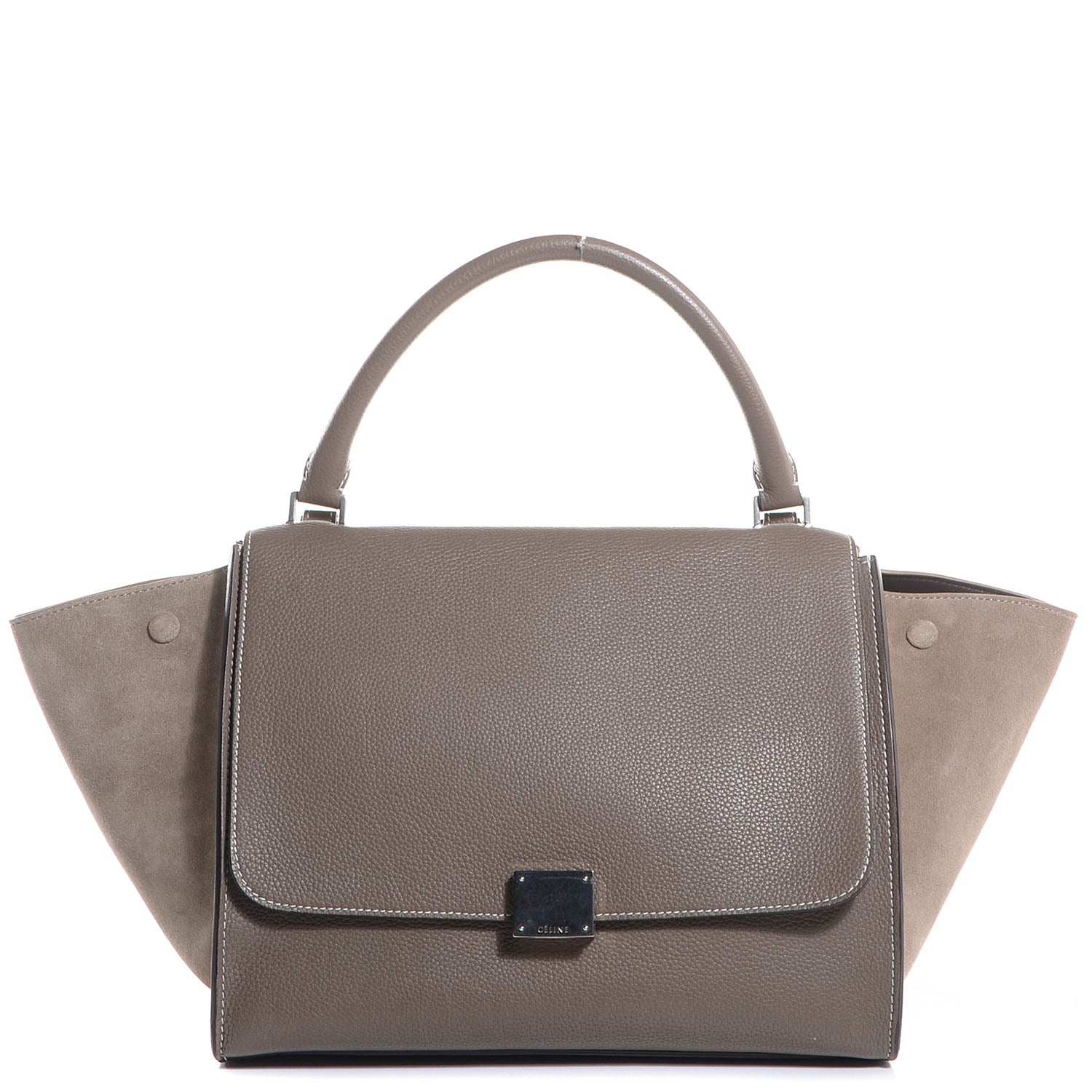 Celine Drummed Calfskin Suede Medium Trapeze Souris 1 of 9