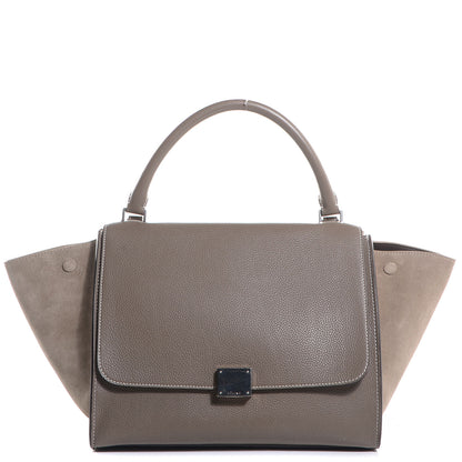 Celine Drummed Calfskin Suede Medium Trapeze Souris 1 of 9