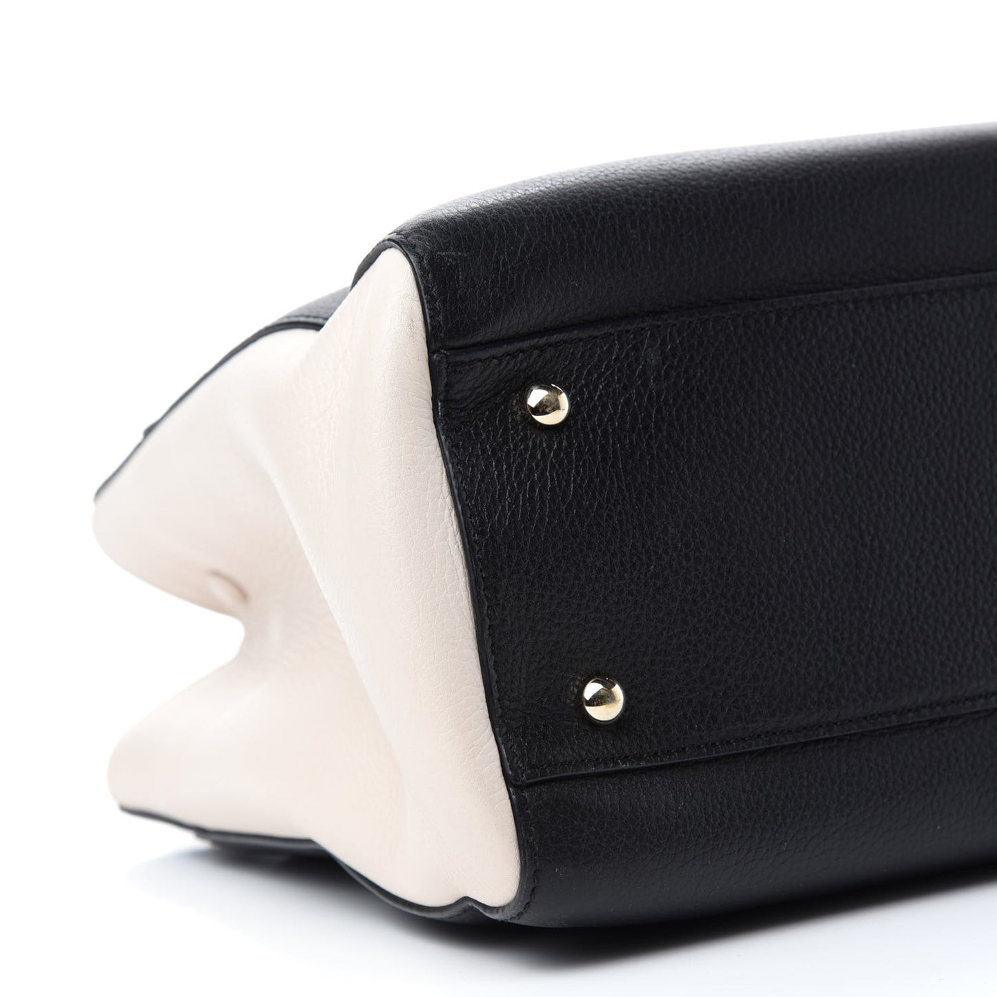 Grained Calfskin Small Bi-Color Neo Executive Shopper Tote Black Beige