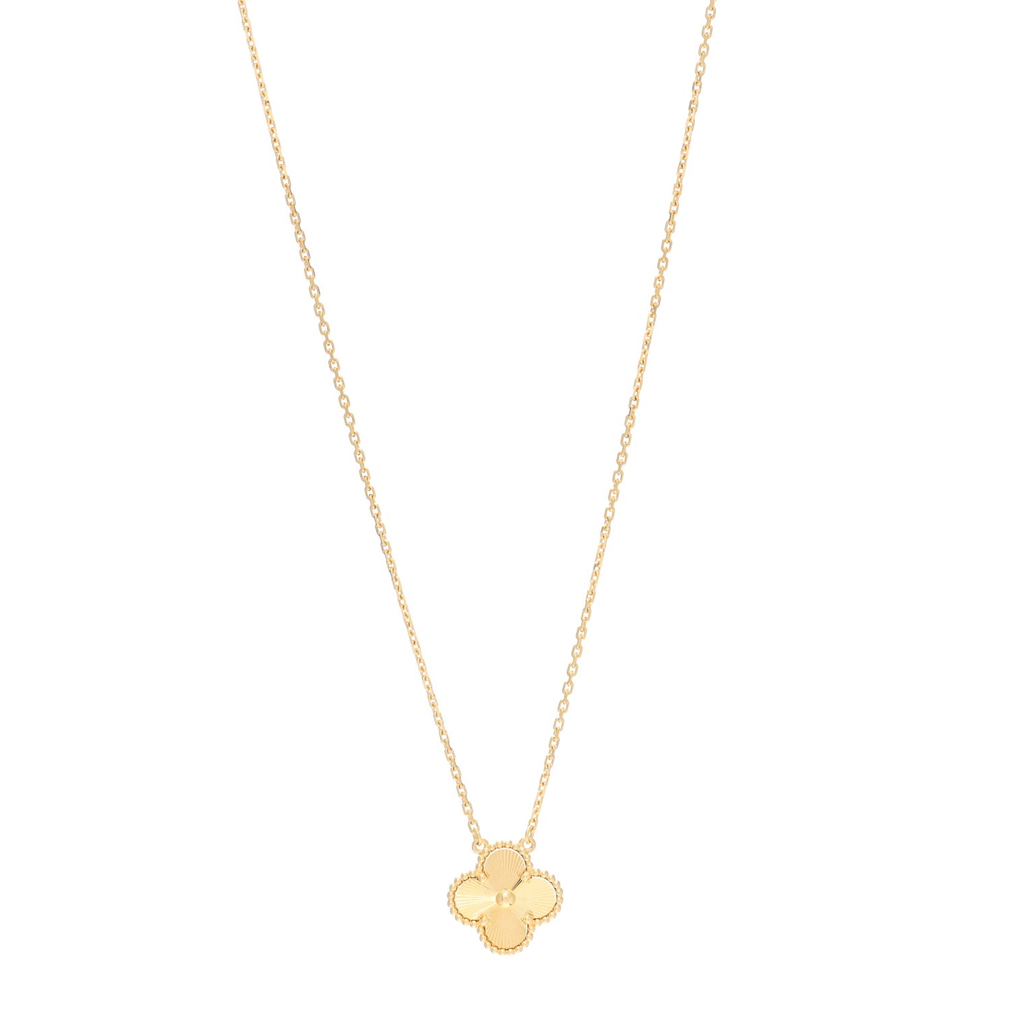 18K Yellow Gold Guilloche Vintage Alhambra Pendant Necklace