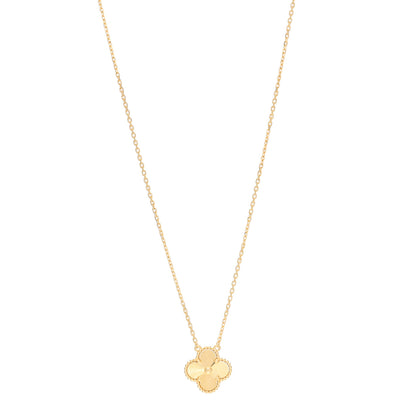 Van Cleef & Arpels 18K Yellow Gold Guilloche Vintage Alhambra Pendant Necklace 1 of 7