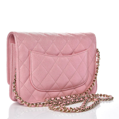 Chanel Iridescent Caviar Quilted Wallet on Chain WOC Rose Pink 4 of 10