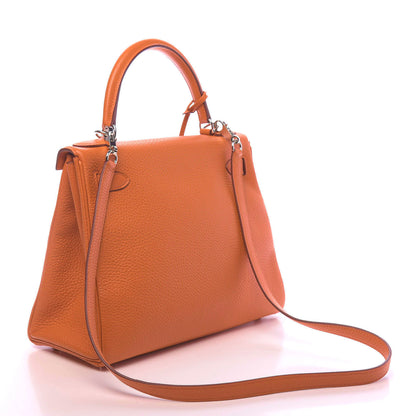 Hermes Taurillon Clemence Kelly Retourne 28 Orange 3 of 11