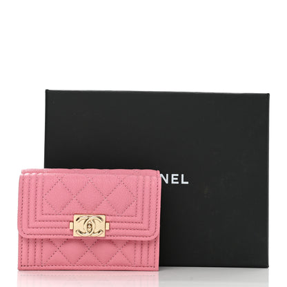 Chanel Caviar Quilted Small Boy Flap Wallet Pink 10 of 10