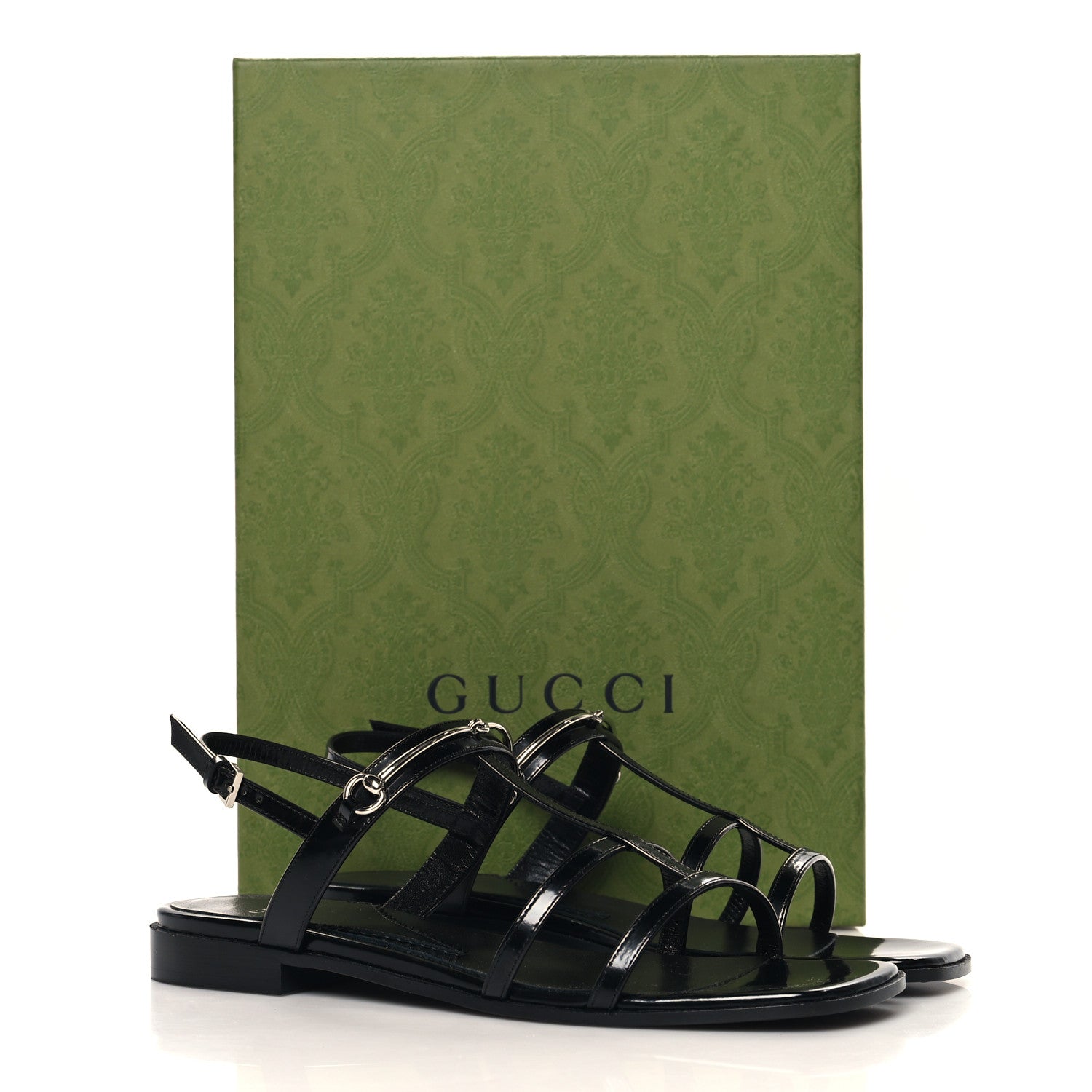 Gucci Calfskin Horsebit Divine Slingback Sandals 37 Black 9 of 9