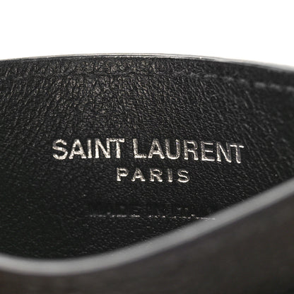 Saint Laurent Grain De Poudre Matelasse Chevron Monogram Credit Card Case Black 6 of 8