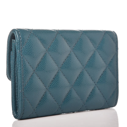 Chanel Caviar Quilted Flap Card Holder Dark Turquoise 3 of 11