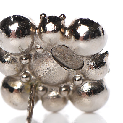 Chanel Crystal CC Flower Earrings Silver 4 of 5