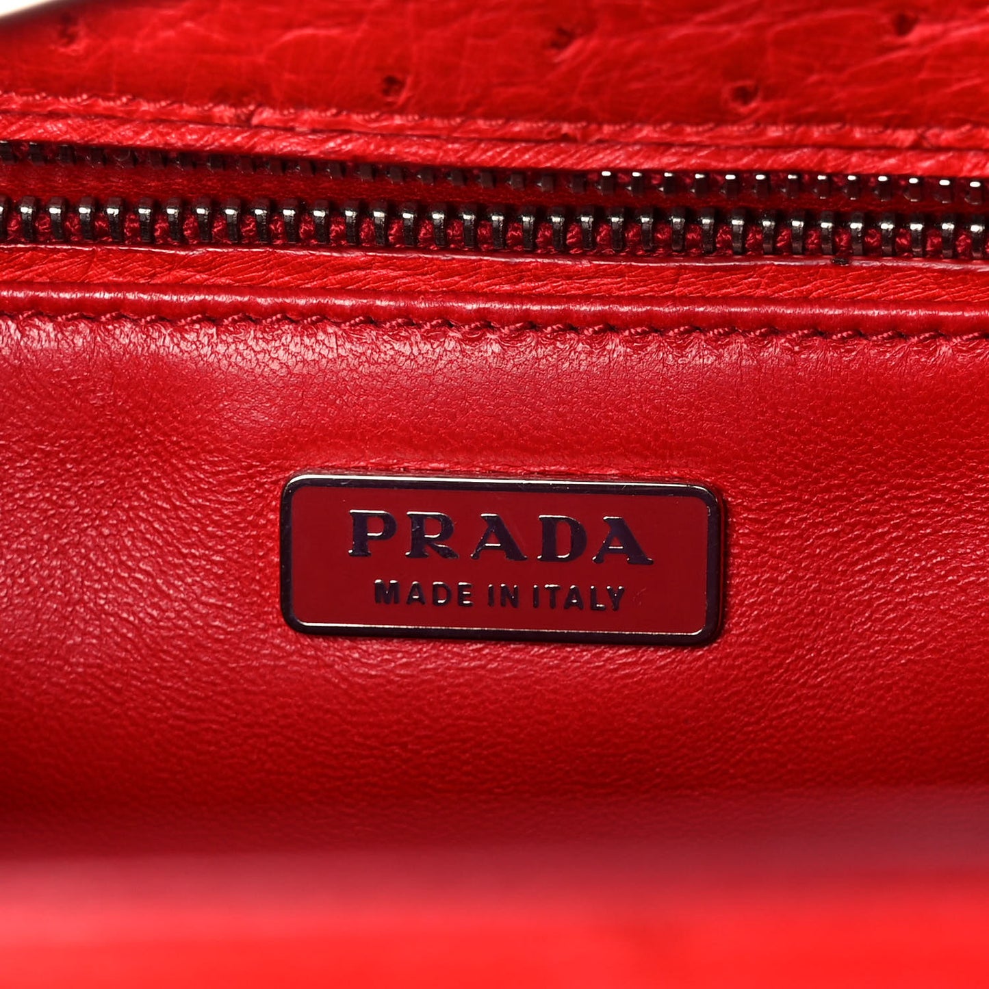 Ostrich Top Handle Shoulder Bag Rosso