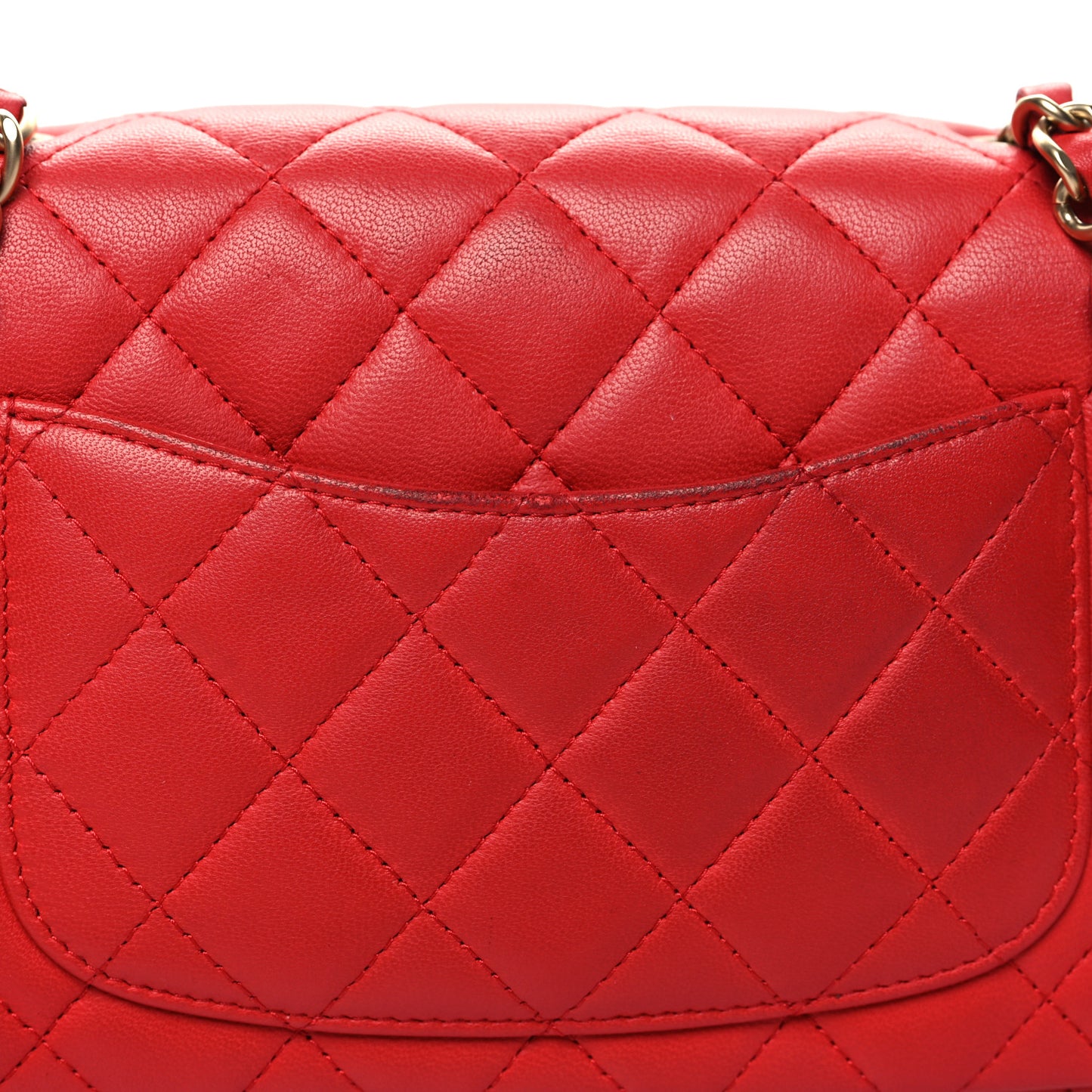 Lambskin Quilted Mini Rectangular Flap Red