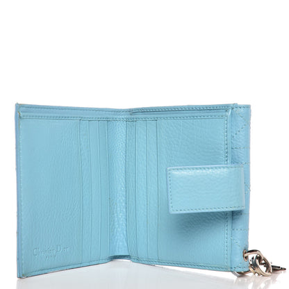 Christian Dior Grained Calfskin Cannage Lady Dior French Wallet Light Blue 5 of 9