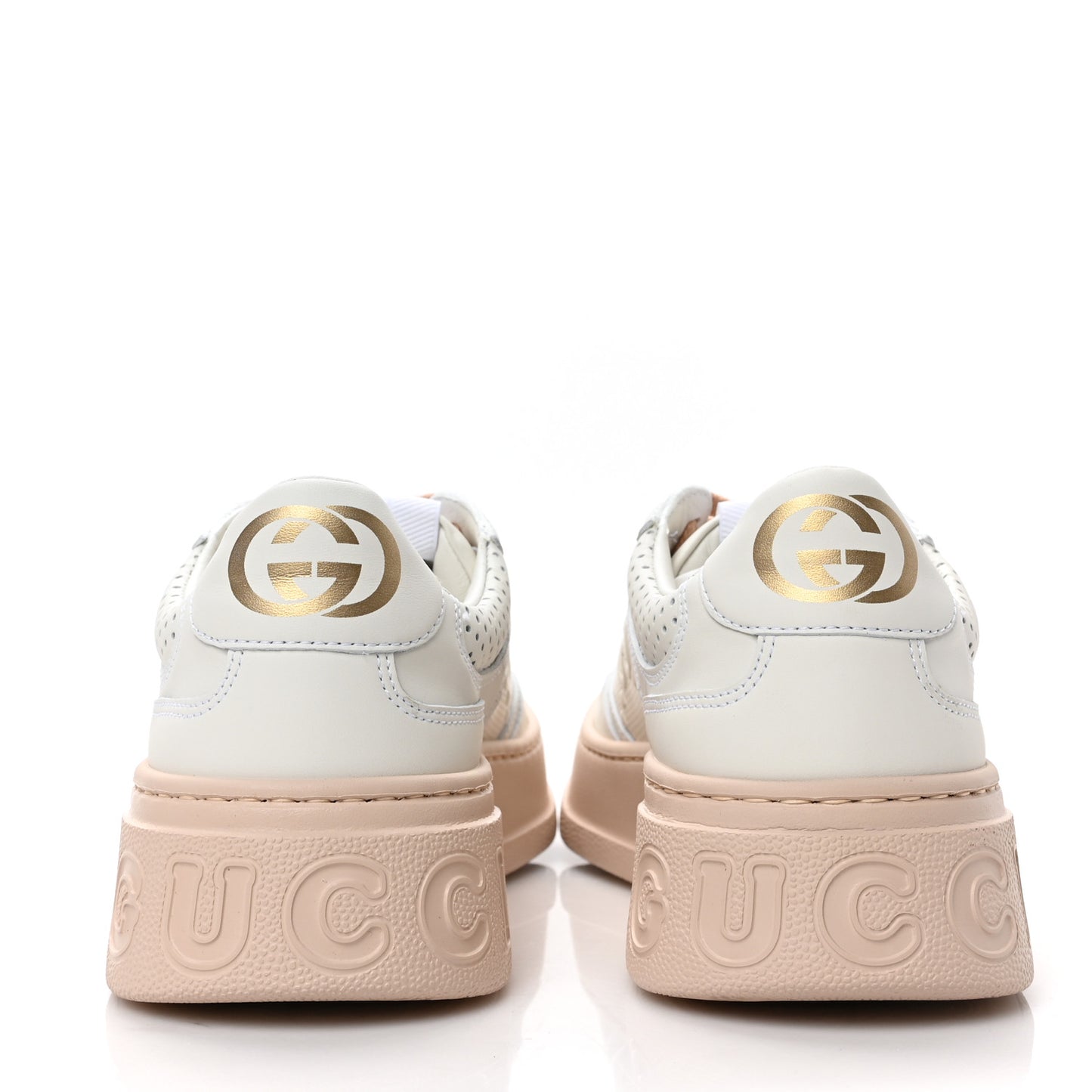 Calfskin GG Tennis Embossed Womens Platform 55mm Sneakers 37 White