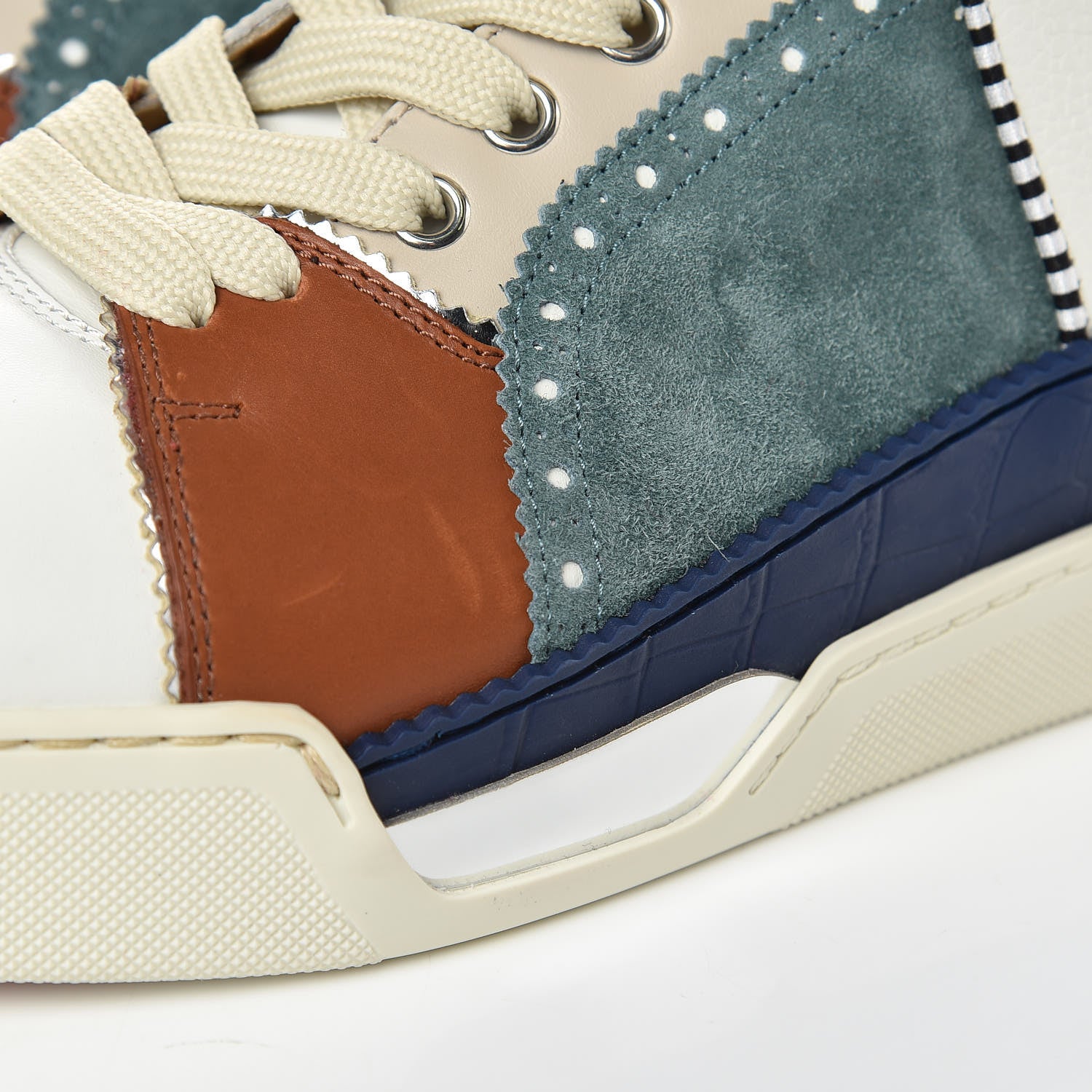 Christian Louboutin Calfskin Patent Veau Velours Spikes Mens Loubikick Flat Sneakers 41 Multicolor 9 of 10