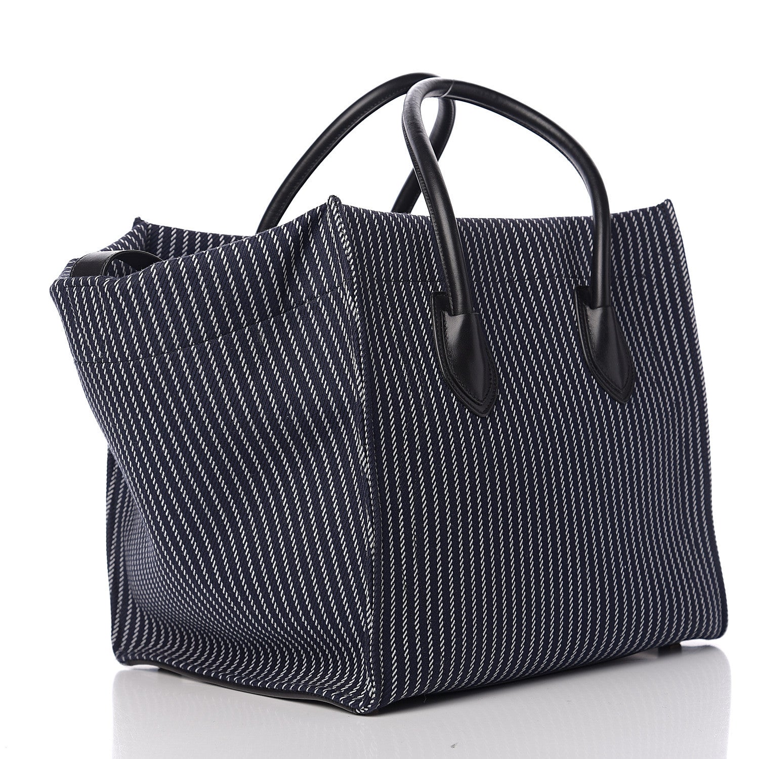 Celine Cotton Canvas Striped Medium Phantom Luggage Navy White 2 of 8