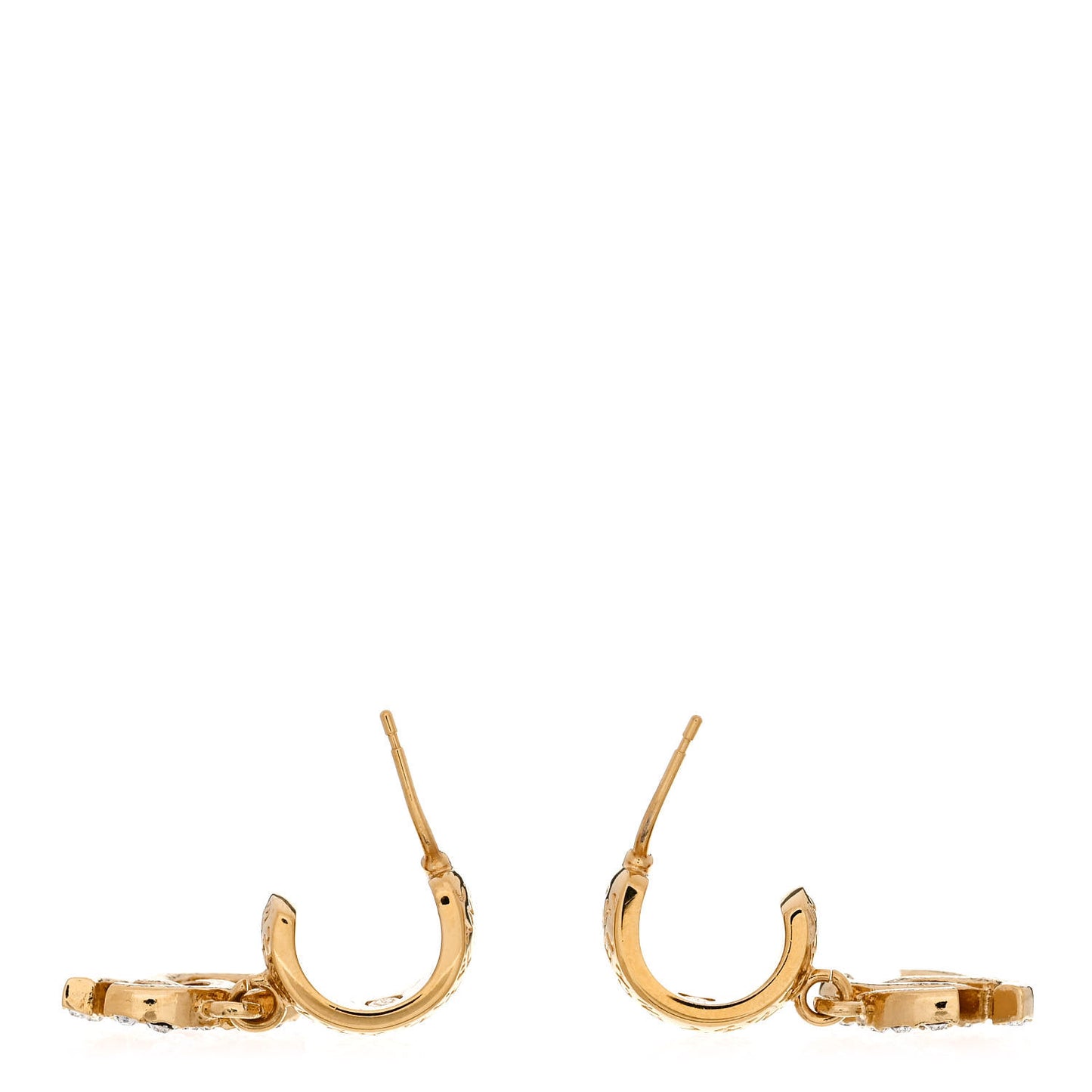 Metal Crystal CC Logo Hoop Drop Earrings Gold