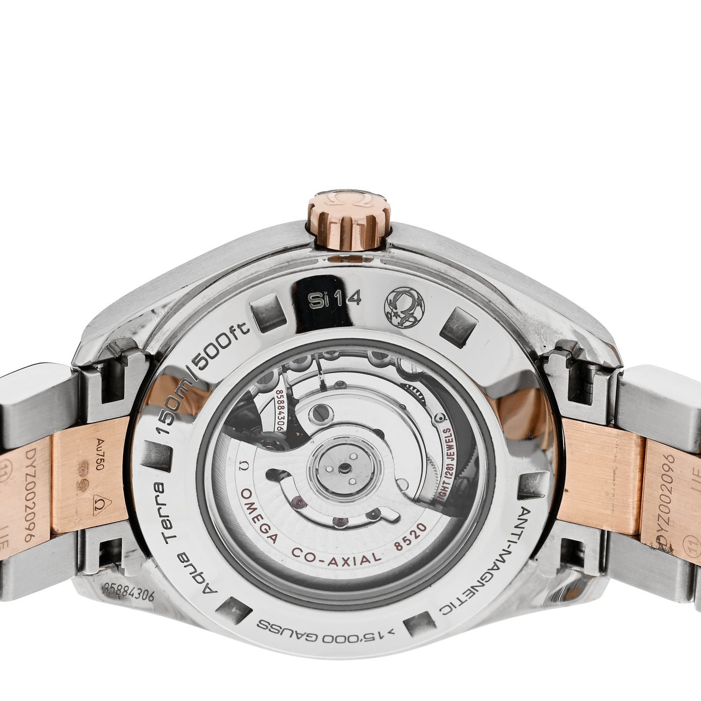 Stainless Steel 18K Yellow Gold Diamond Mother of Pearl 34mm Seamaster Aqua Terra Automatic Watch 231.20.34.20.55.001