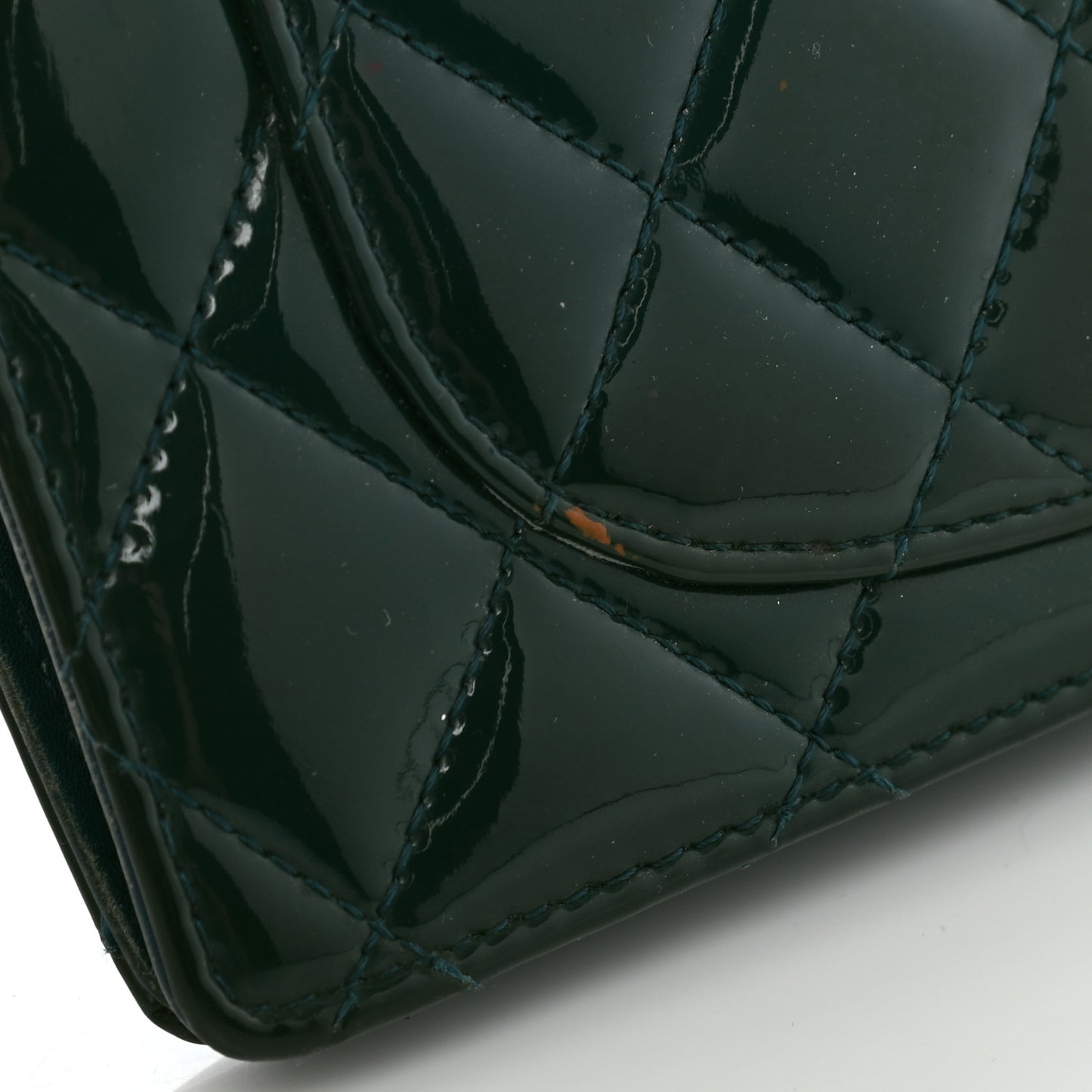 Patent Calfskin Quilted Yen Wallet Blue