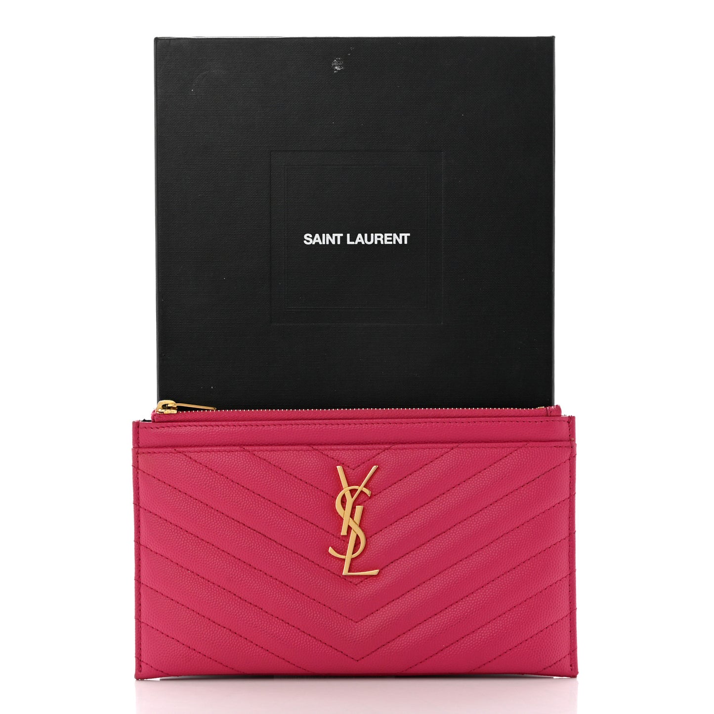 Grain De Poudre Chevron Monogram Bill Pouch Fresh Fuxia