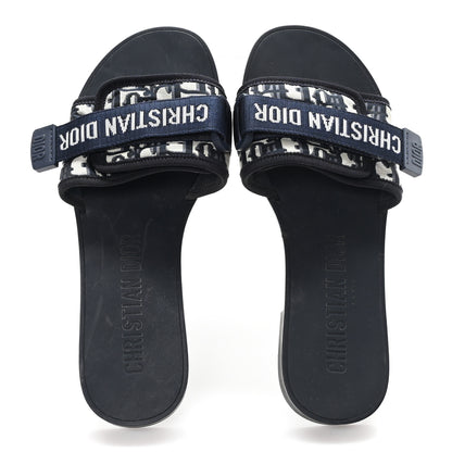 Christian Dior Nylon Oblique Dio(r)evolution Slide Sandals 38 Deep Blue 2 of 10