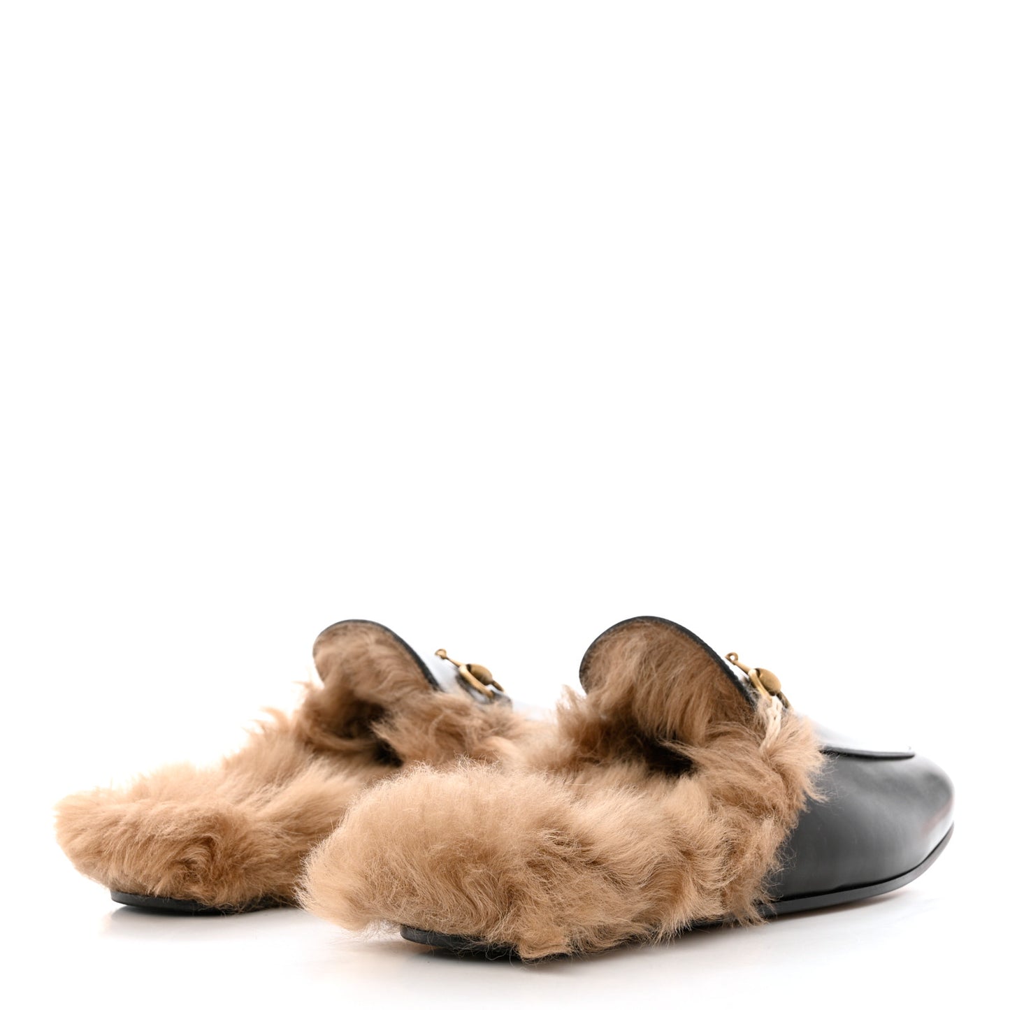 Calfskin Fur Mens Princetown Slippers 10 Black
