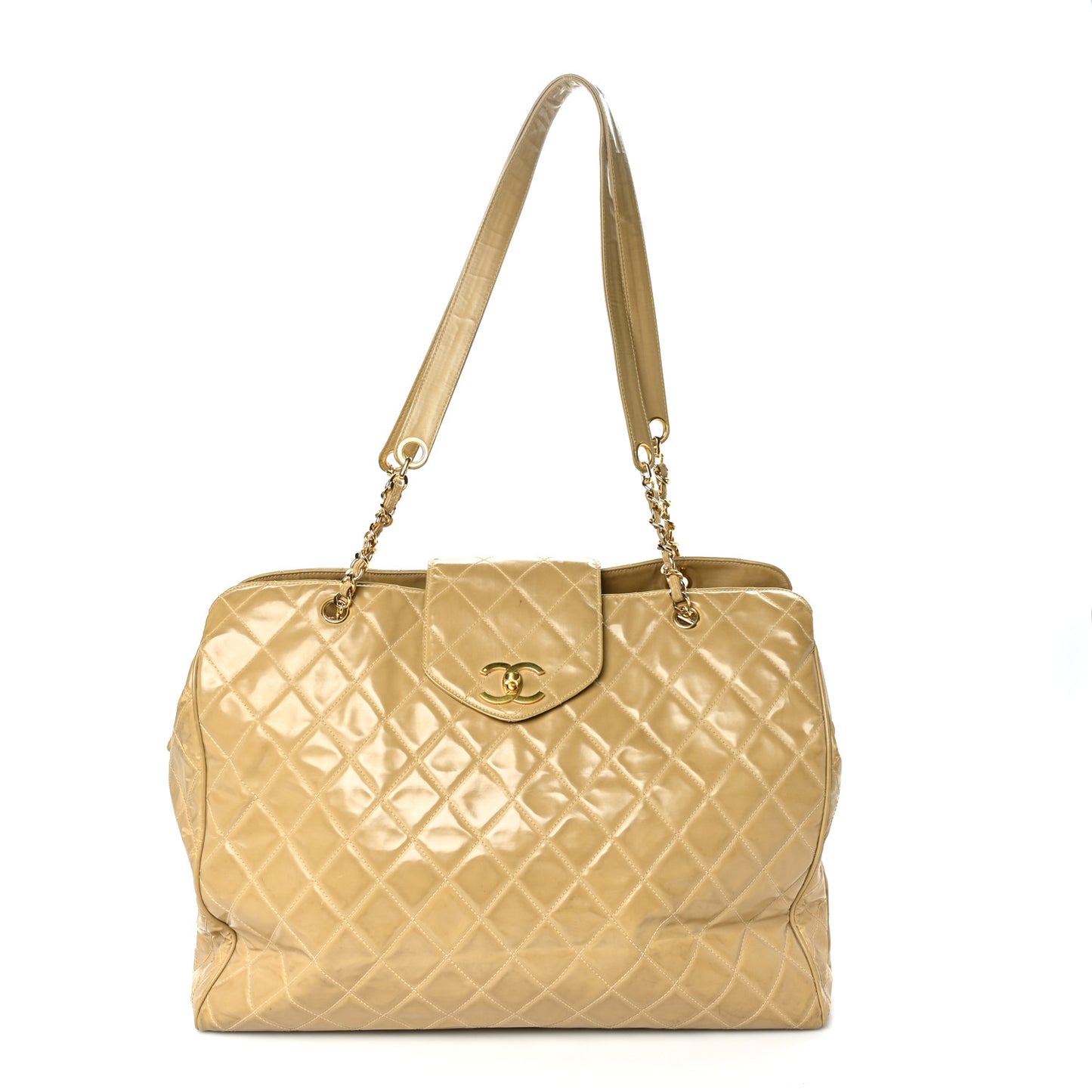Vinyl Stitched XL Weekender Beige