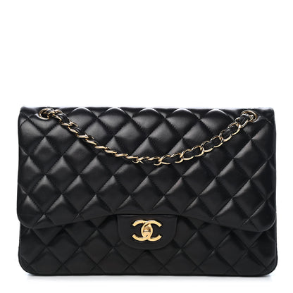 Chanel Lambskin Quilted Jumbo Double Flap Black 1 of 11
